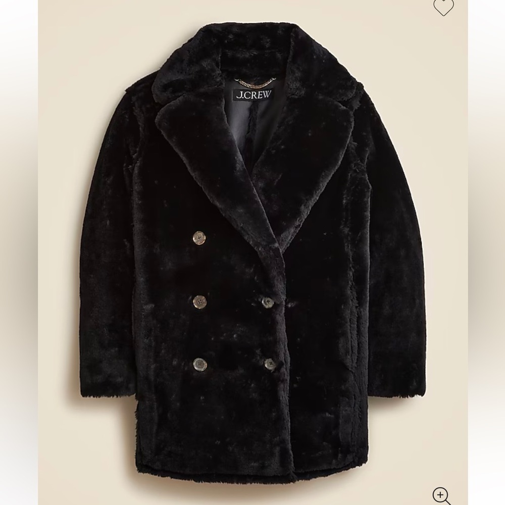 J Crew Faux fur peacoat